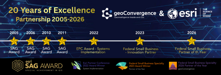 geoConvergence Recognized as an Esri Cornerstone Partner for 20 Years of Commitment to Esri and ArcGIS Software